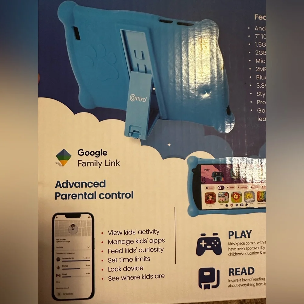 Contixo Kids V10 Blue 7” Kids Tablet Android 11 Go Edition New In Box